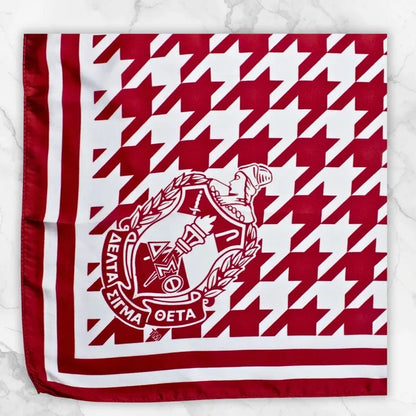 Delta Sigma Theta(DST)  Red & White Houndstooth Silk Scarf