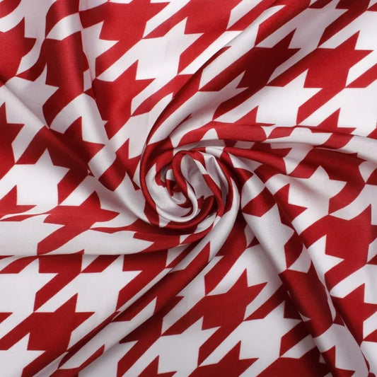 Delta Sigma Theta(DST)  Red & White Houndstooth Silk Scarf