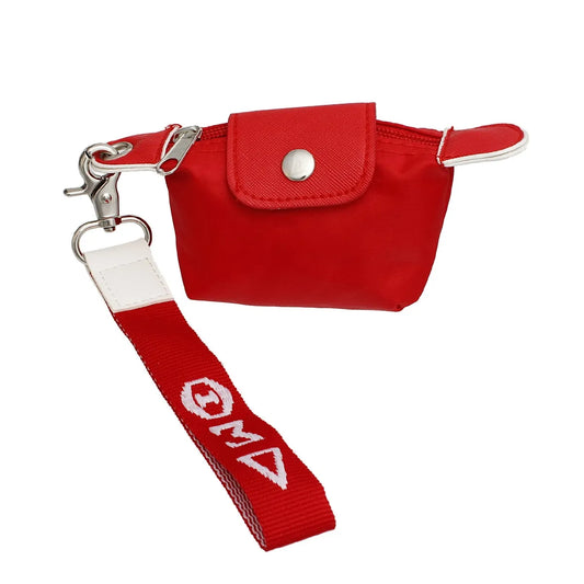 Delta Sigma Theta red nylon wristlet pouch with embroidered Greek letters.