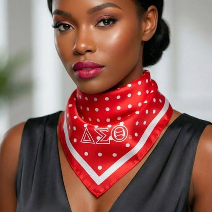 Delta Sigma Theta(DST)  Red & White Polka Dot Silk Scarf