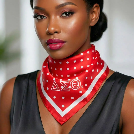Delta Sigma Theta(DST)  Red & White Polka Dot Silk Scarf