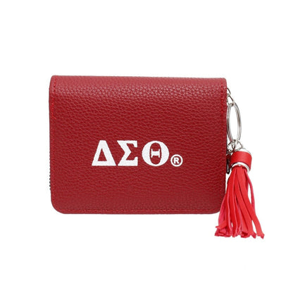 Front view of Delta Sigma Theta  Wallet with Purse Tassel. 