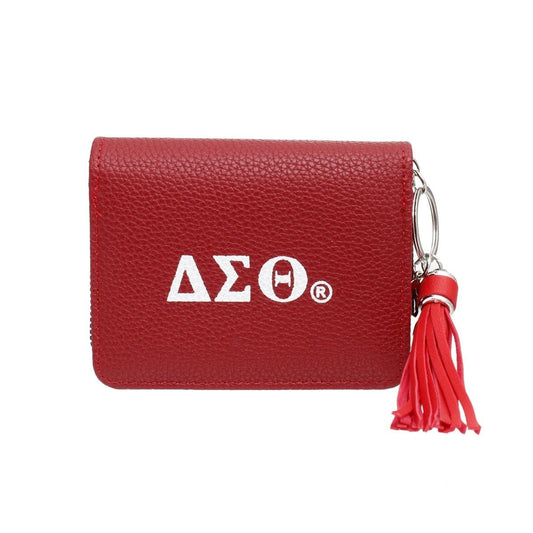 Front view of Delta Sigma Theta  Wallet with Purse Tassel. 