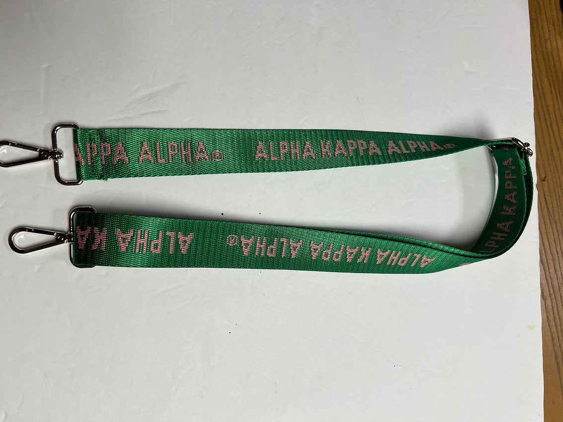 lpha Kappa Alpha Pink & Green Woven Purse Strap 