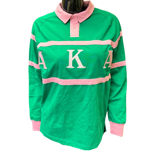 Alpha Kappa Alpha Pink & Green Rugby Shirts