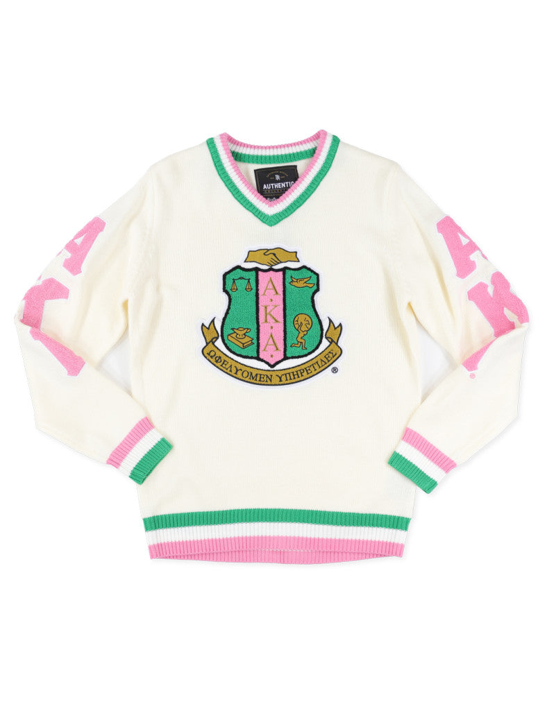 Restocked: Premium Alpha Kappa Alpha Ivory V-Neck Sweater