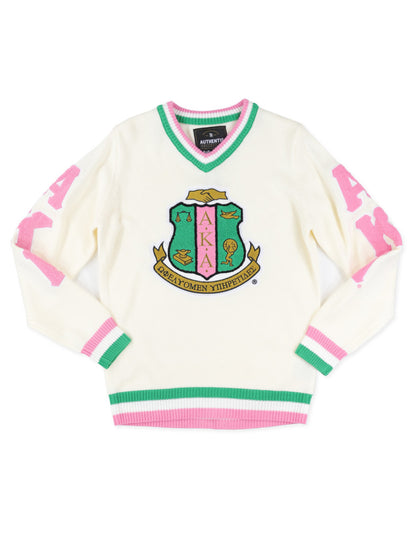 Restocked: Premium Alpha Kappa Alpha Ivory V-Neck Sweater