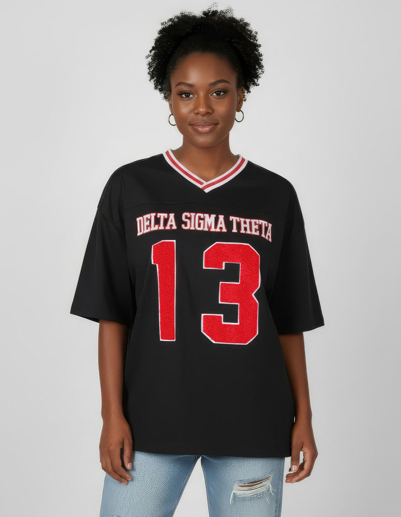 Delta Sigma Theta Black Chenille Jersey Tee - New Arrival!