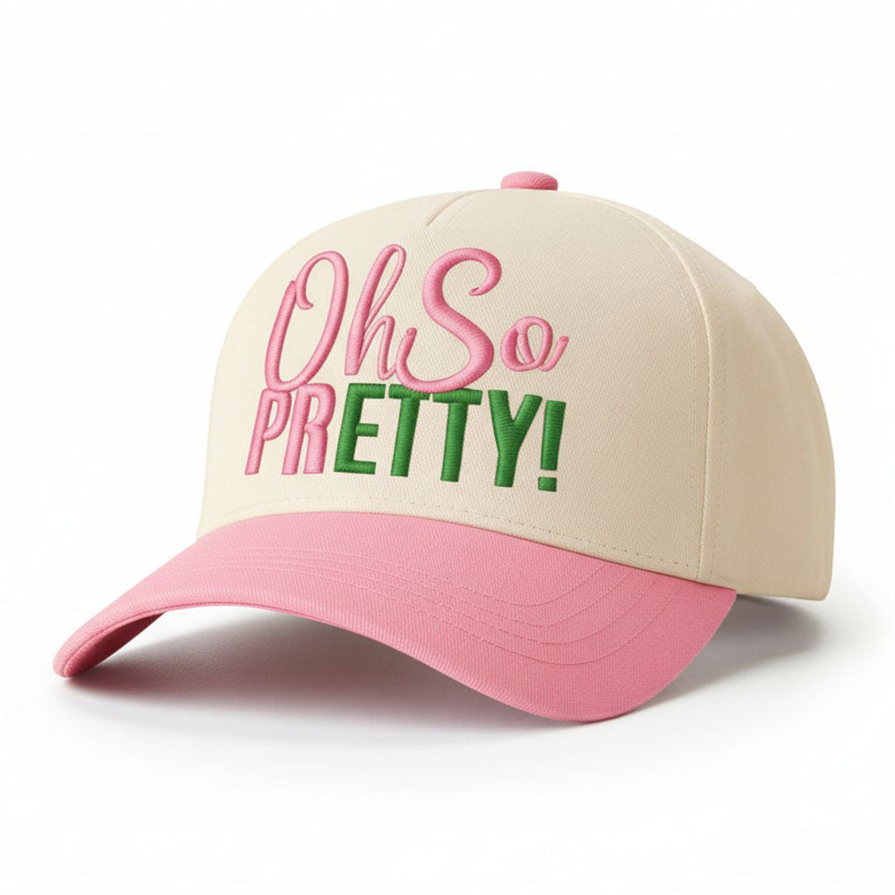 Oh So Pretty Embroidered Cap | Pink & Green Hat for Women