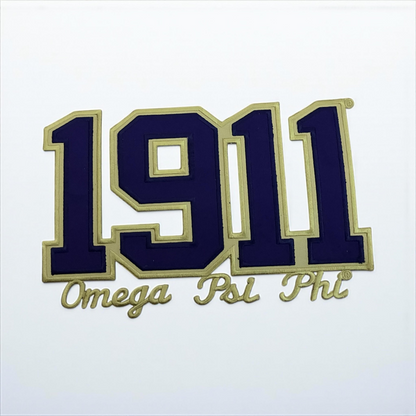 Large 10x6 Omega Psi Phi 1911 block patch. Essential Greek paraphernalia for DIY jacket customization