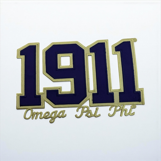 Large 10x6 Omega Psi Phi 1911 block patch. Essential Greek paraphernalia for DIY jacket customization