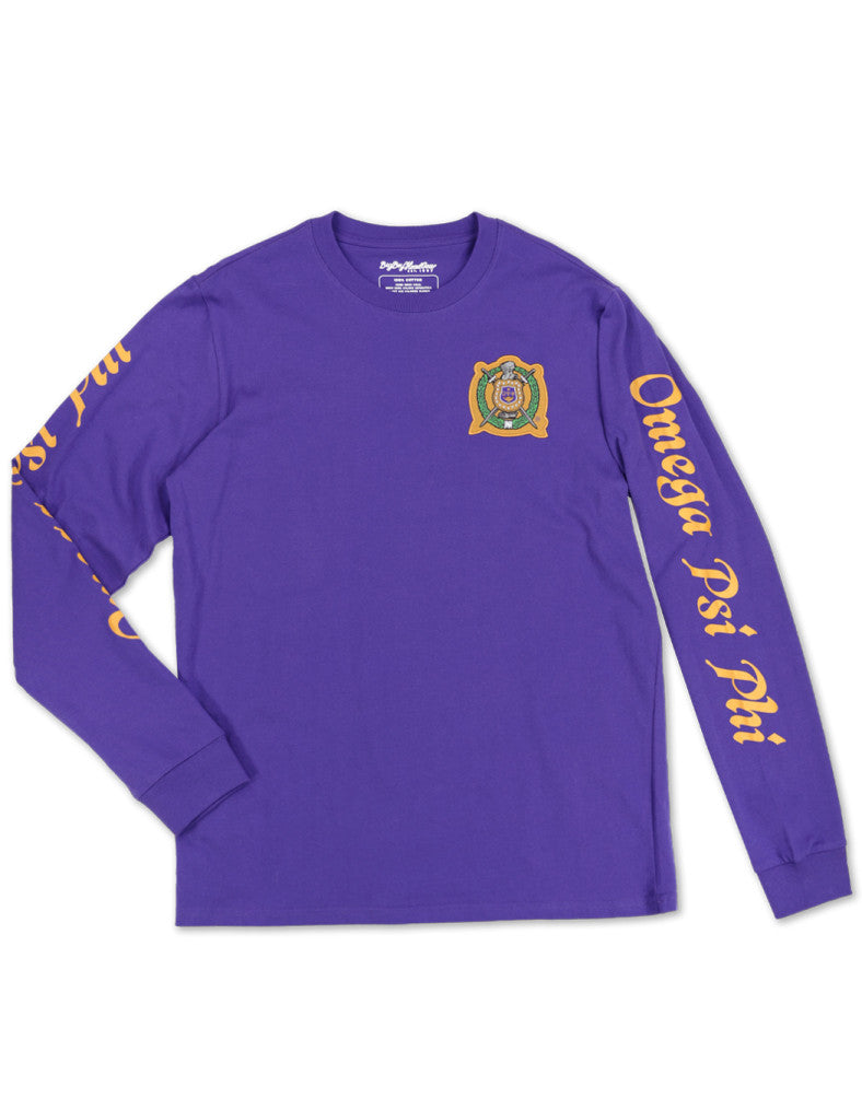 Omega Psi Phi Purple & Gold Long Sleeve Shirt