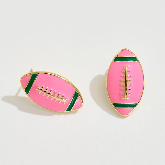 Pink & Green Enamel Stud Earrings - Alpha Kappa Alpha Inspired Sorority Jewelry