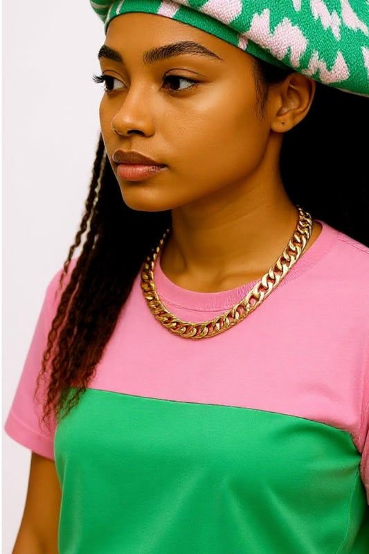Pink & Green Houndstooth Beret | AKA Inspired Sorority Hat