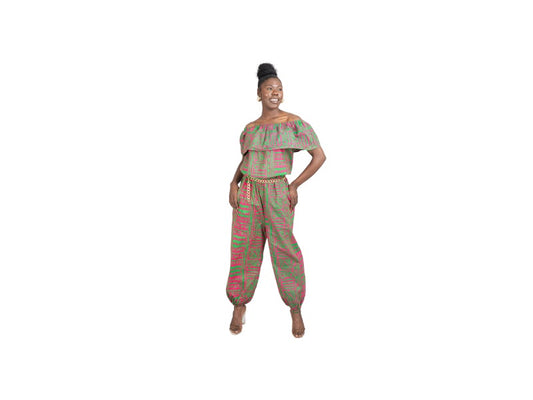 AKA Inspired: Pink and Green Jumpsuit