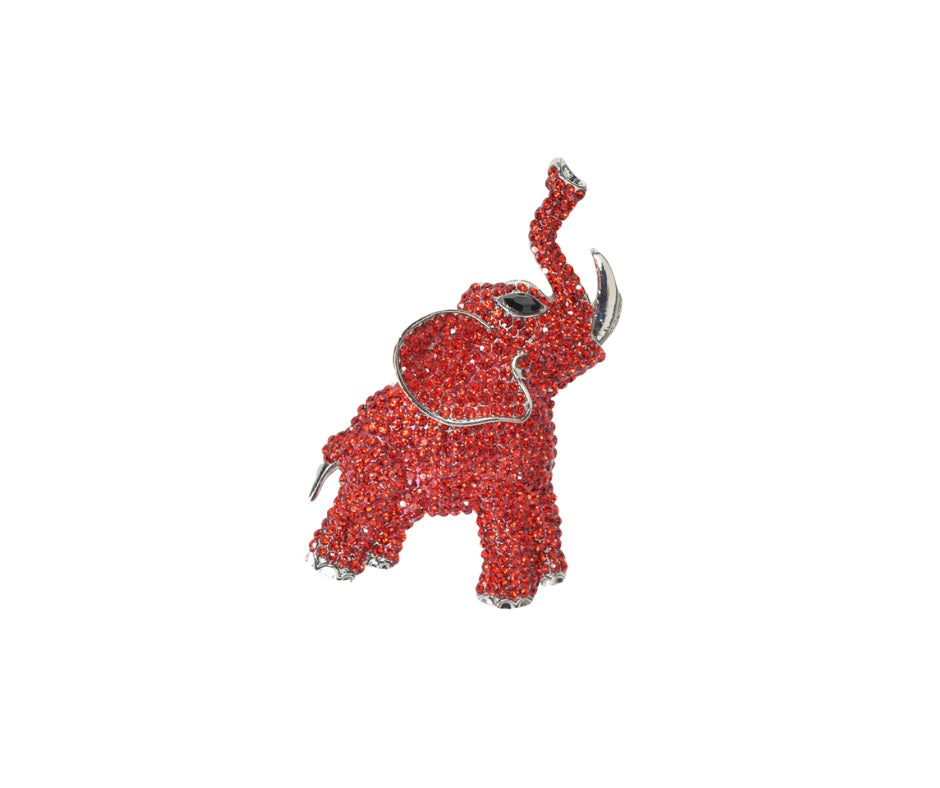 Delta Sigma Theta Inspired: Red Silver  Elephant Brooch Pin