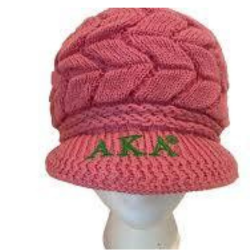 Alpha Kappa Alpha AKA Cable Knit Winter Newsboy Hat