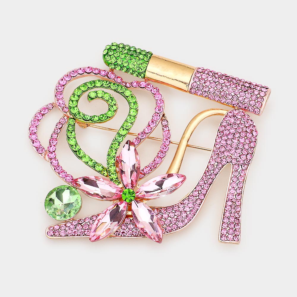 Pink & Green Stiletto Brooch Pin