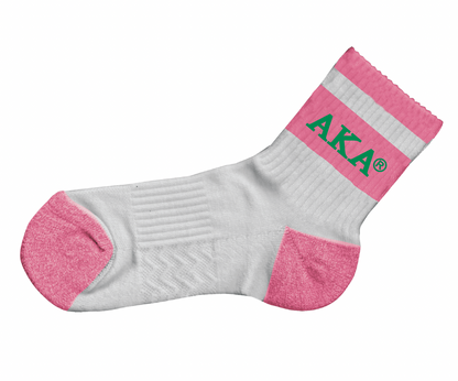 Alpha Kappa Alpha Pink & Green Quarter Socks