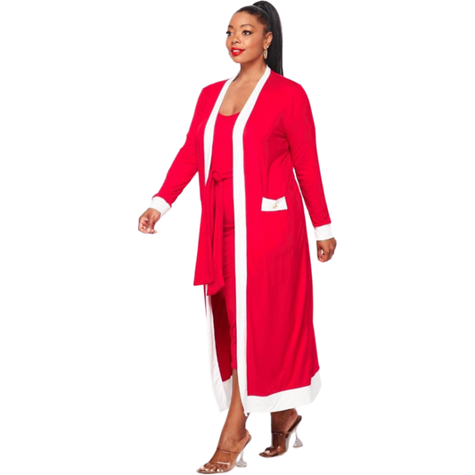 Delta Sigma Theta Inspired: Red & White Dress Duster Set