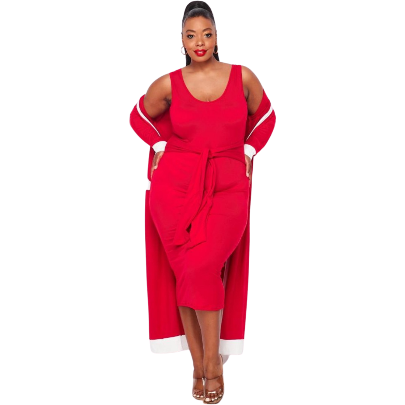 Delta Sigma Theta Inspired: Red & White Dress Duster Set