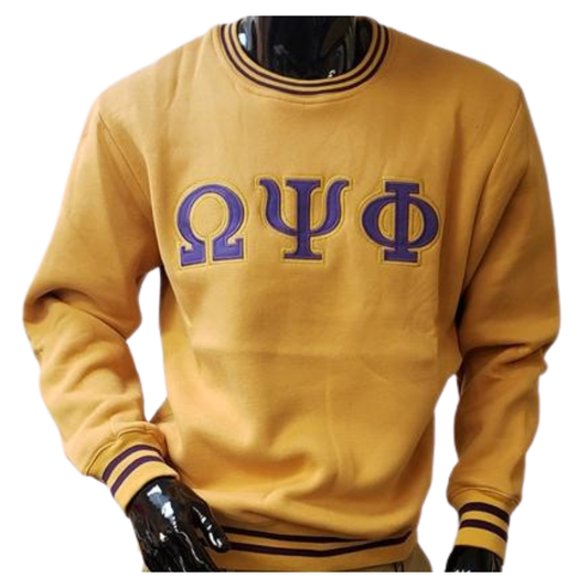 Omega Psi Phi Purple & Gold Crew Neck Sweatshirt