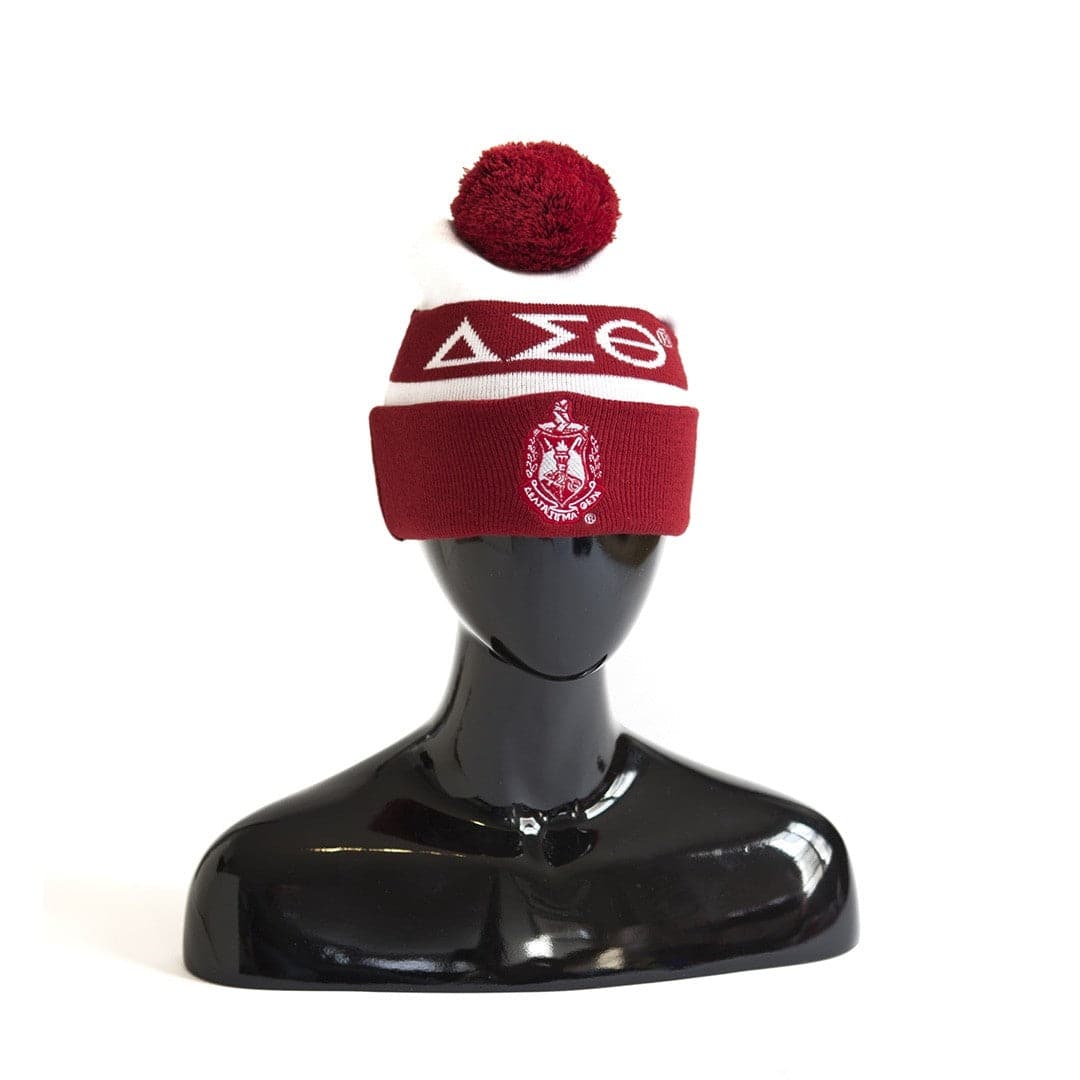 Delta Sigma Theta Red White Beanie Cap GreekStylez delta-sigma-theta-red-white-beanie-cap-greekstylez