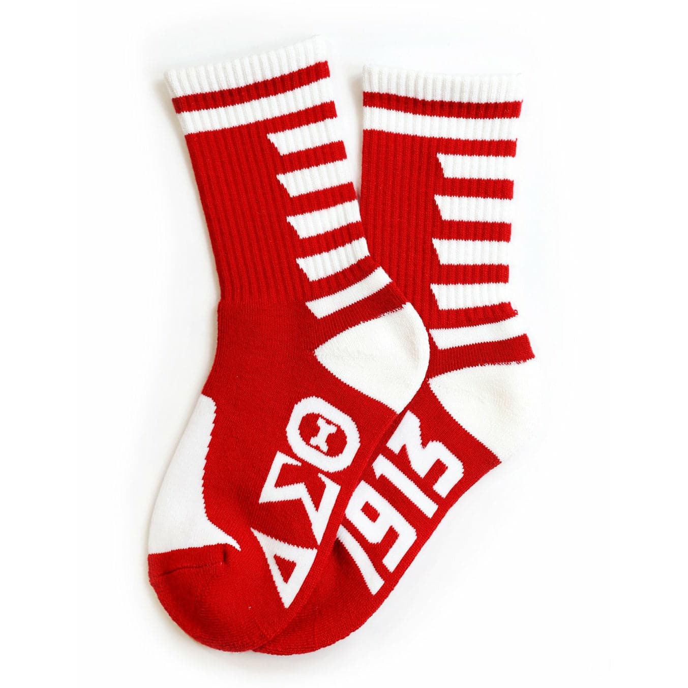Delta Sigma Theta , Red & White  Stripe Socks