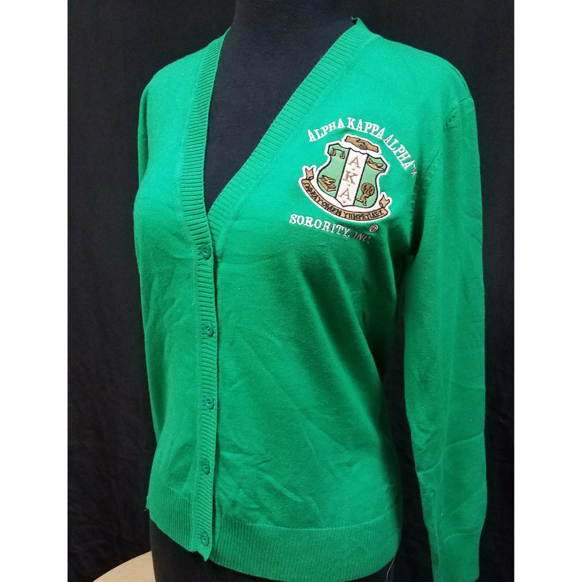 Green Alpha Kappa Alpha Cardigan Sweater