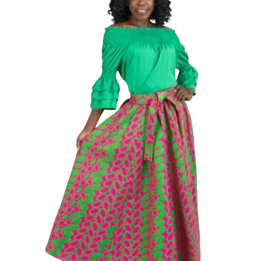 Alpha Kappa Alpha Inspired: Pink & Green Ankara Skirt