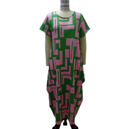 Alpha Kappa Alpha Inspired: Pink & Green Square Pocket Dress