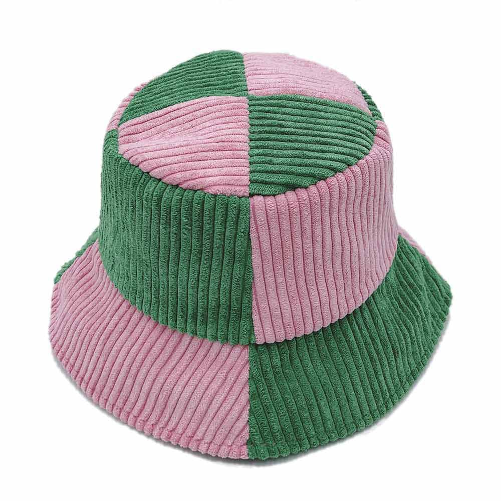Alpha Kappa Alpha (AKA) Inspired Pink & Green Corduroy Bucket Hat